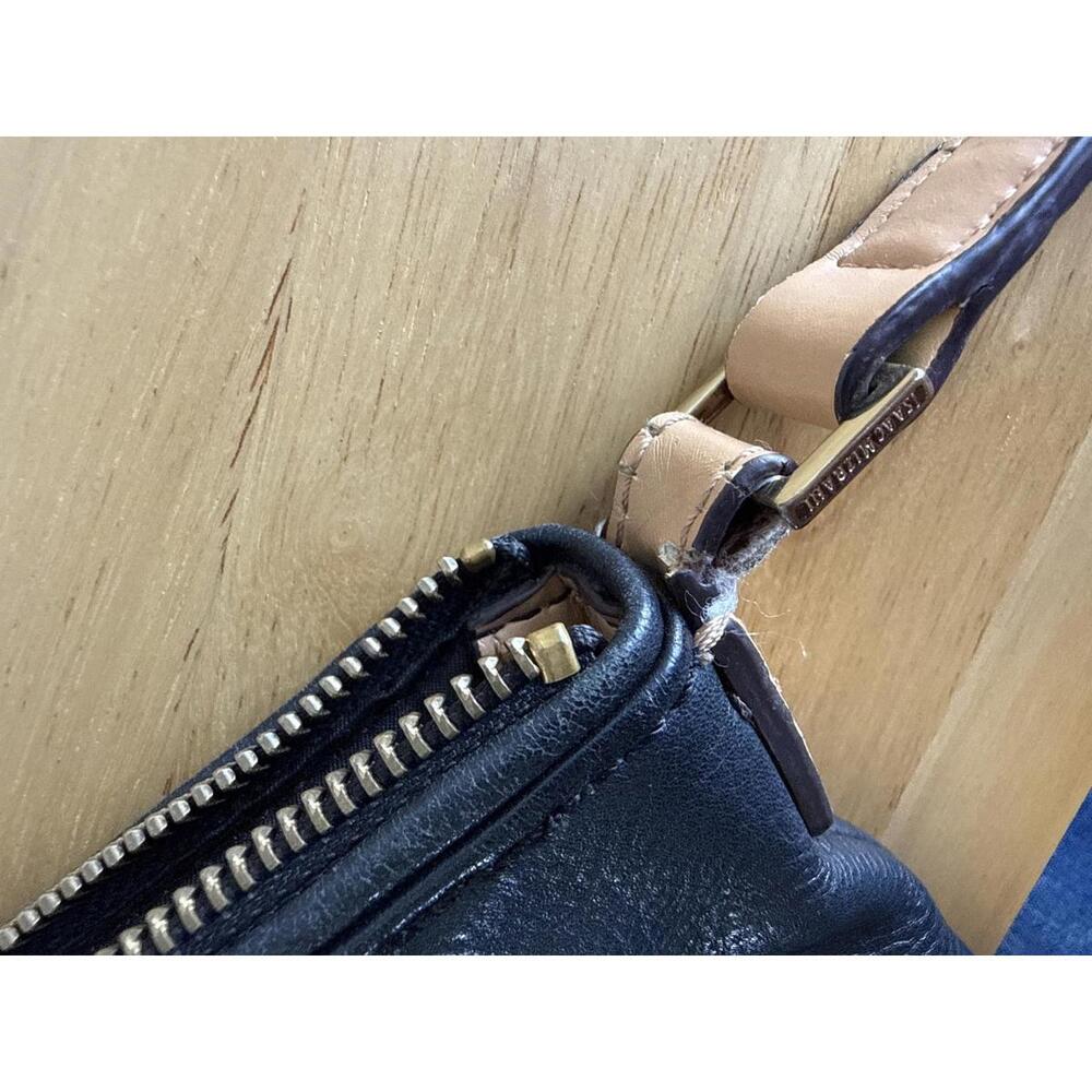 Isaac Mizrahi Black & Brown Leather Crossbody Bag Adjustable Strap - Picture 7 of 9